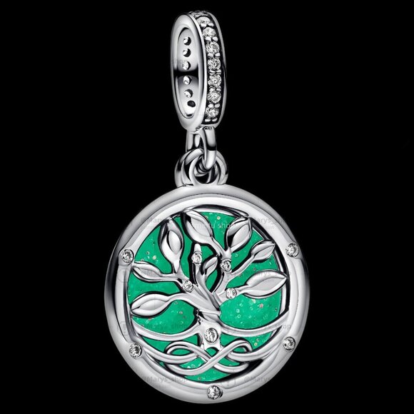 Pandora Glow-in-the-dark Infinity Tree Double Dangle Charm - Picture 3 of 6